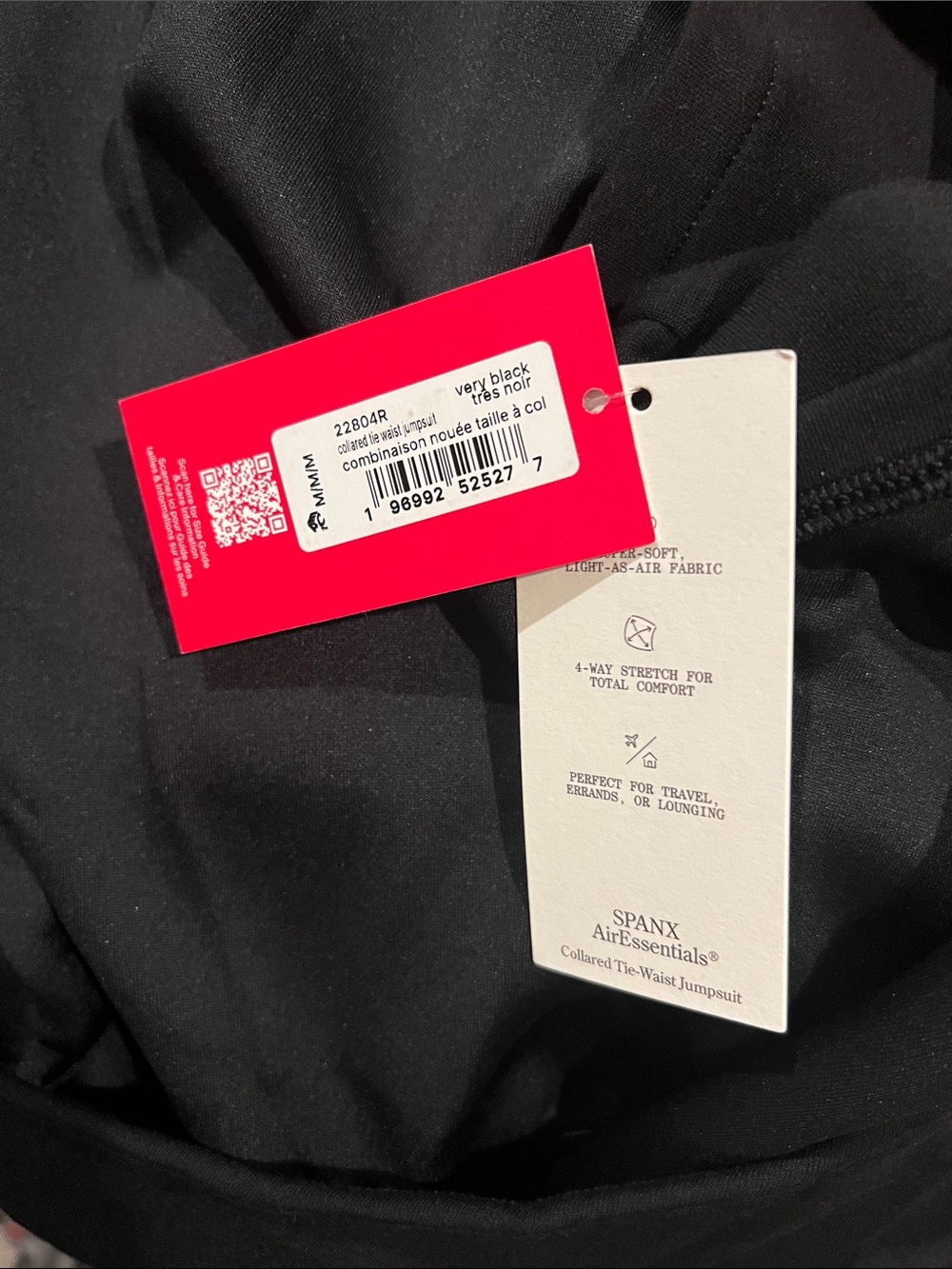SPANX Black Short-Sleeve Wrap Jumpsuit with Tie Waist - Picture 4 of 4